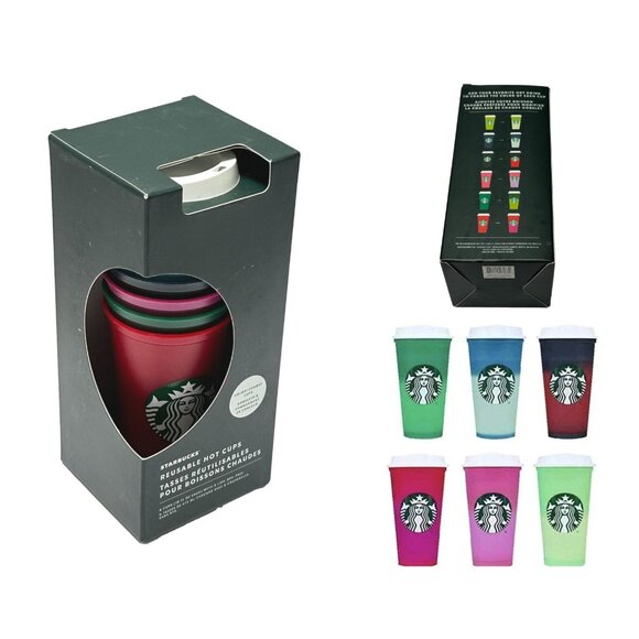 Starbucks Color Change Cups With Lids 16 oz Box of 6 Party New in Box - Picture 1 of 6